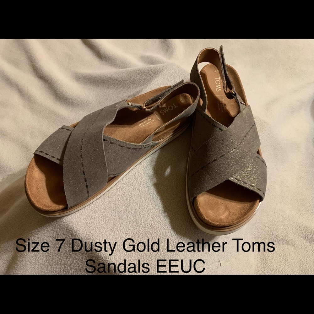 Dusty Gold Leather Toms Sandals